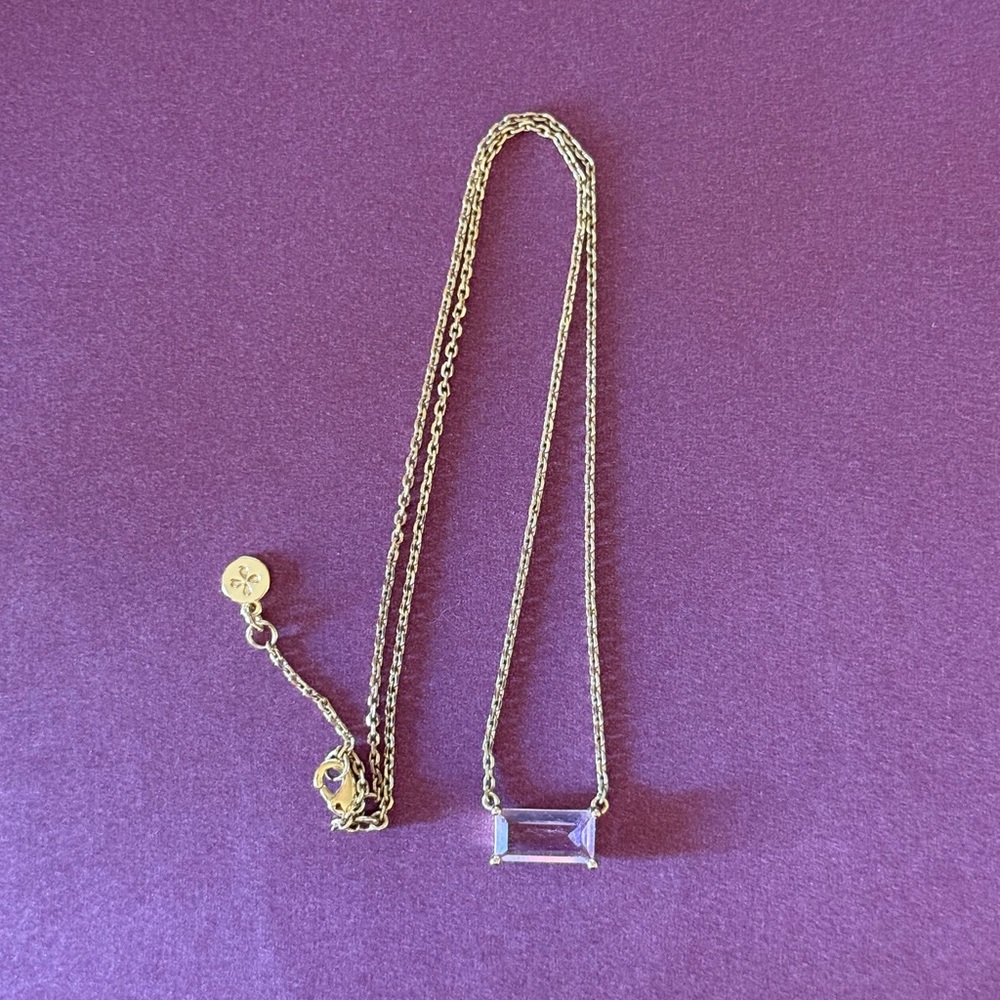 Nickel & Suede Gold Necklace with Pink Stone Pendant